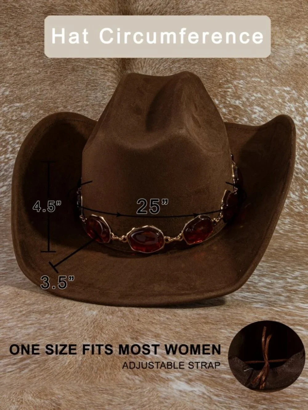 Stylish Oval Stone Concho Cowboy Hat